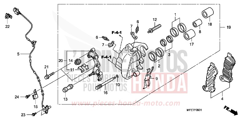 FRONT BRAKE CALIPER (VT750C2S) for Shadow Aero GRAPHITE BLACK (NHB01B) from 2010